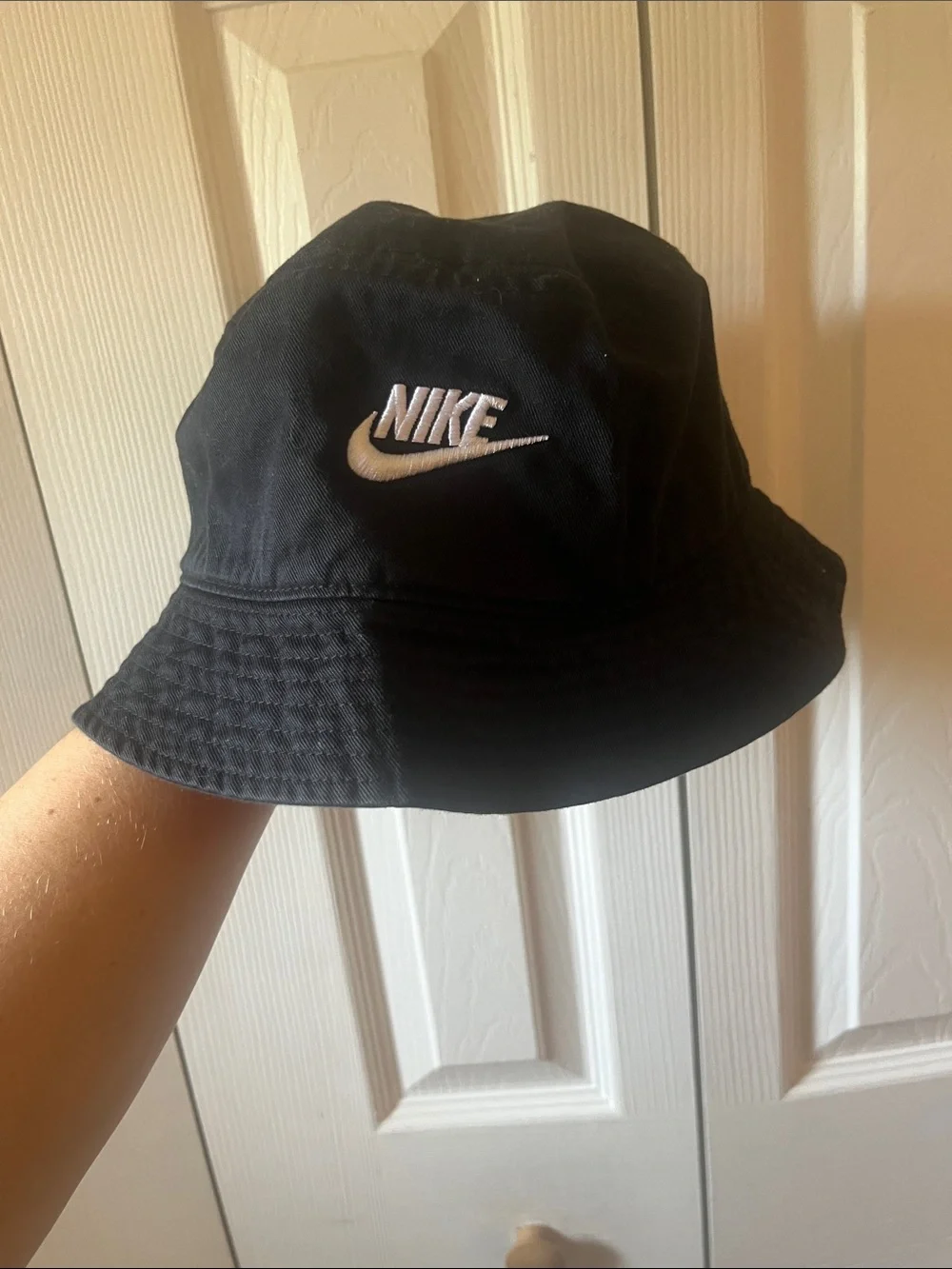 Nike Black Bucket Hat with White Embroidered Swoosh